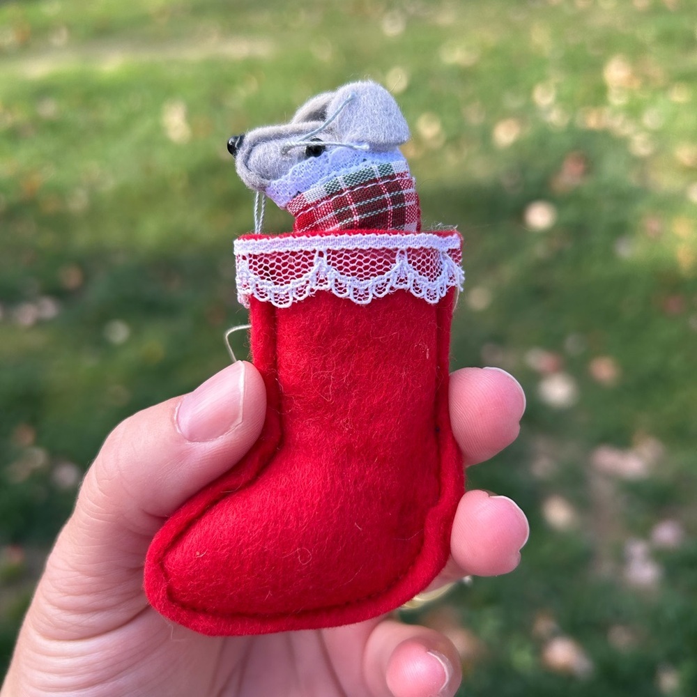 5/$25 Red Felt Christmas Stocking Ornament 🐭